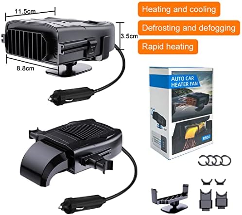 Car Heater,3 in 1 Heating and Cooling Modes Portable Small Electric Heater Fan for 12v Car Heater Defroster That Plug into Cigarette,360° Rotating Anti Fog Car Demister Windscreen Winter Car Kits