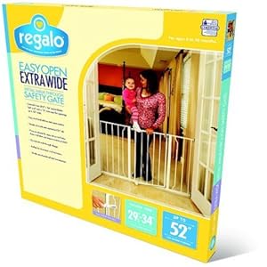 Regalo Easy Open 47-Inch Super Wide Walk Thru Baby Gate, Bonus Kit, Includes 4-Inch and 12-Inch Extension Kit, 4 Pack Pressure Mount Kit and 4 Wall Cups and Mounting Kit , 11 Count (Pack of 1),White Regalo Easy Open 47 Inch Super Wide Walk Thru Baby Gate Bonus Kit Includes 4 Inch and 12 Inch Extension Kit 4 Pack Pressure Mount Kit and 4 Wall Cups and Mounting Kit 11 Count Pack of 1White