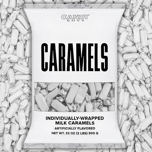 Candy Envy - Individually Wrapped Caramels - White Wrapper - 2 Pound Bulk White Candy
