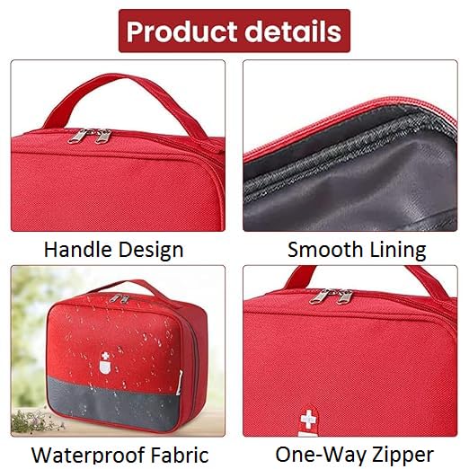 Divik Medicine Pouch First Aid Kit Storage Pouch First Aid Organizer Bag Medicine Organizer Pouch Bag (Empty) (1Pcs) 4