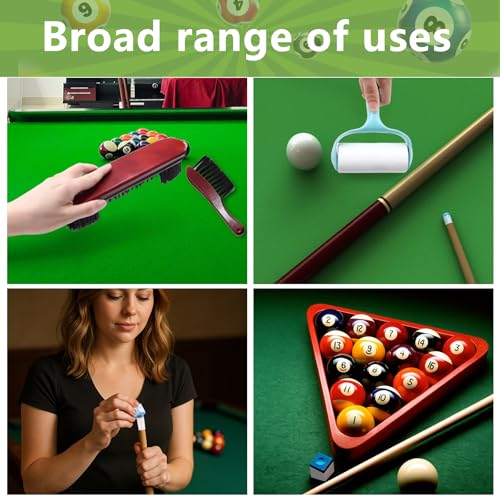 22 Set Pool Table Accessories, Wooden Billiard Rack, Pool Triangle, Diamond Rack for 2-1/4\" Balls, Pool Table Brush, Pool Chalk, Cue Tips, Lint Roller - Thumbnail 6