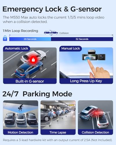 AZDOME M550 Max 4K 3 Channel Dash Cam, Dual STARVIS Sensors - image 9