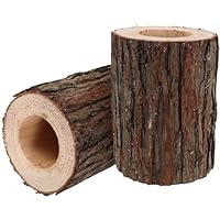 Milisten 2pcs Natural Tree Bark Planter Pots Handmade Cedar Wood Trunk Flower Pots with Drainage for Succulents Herbs Indoor Rustic Farmhouse Decor