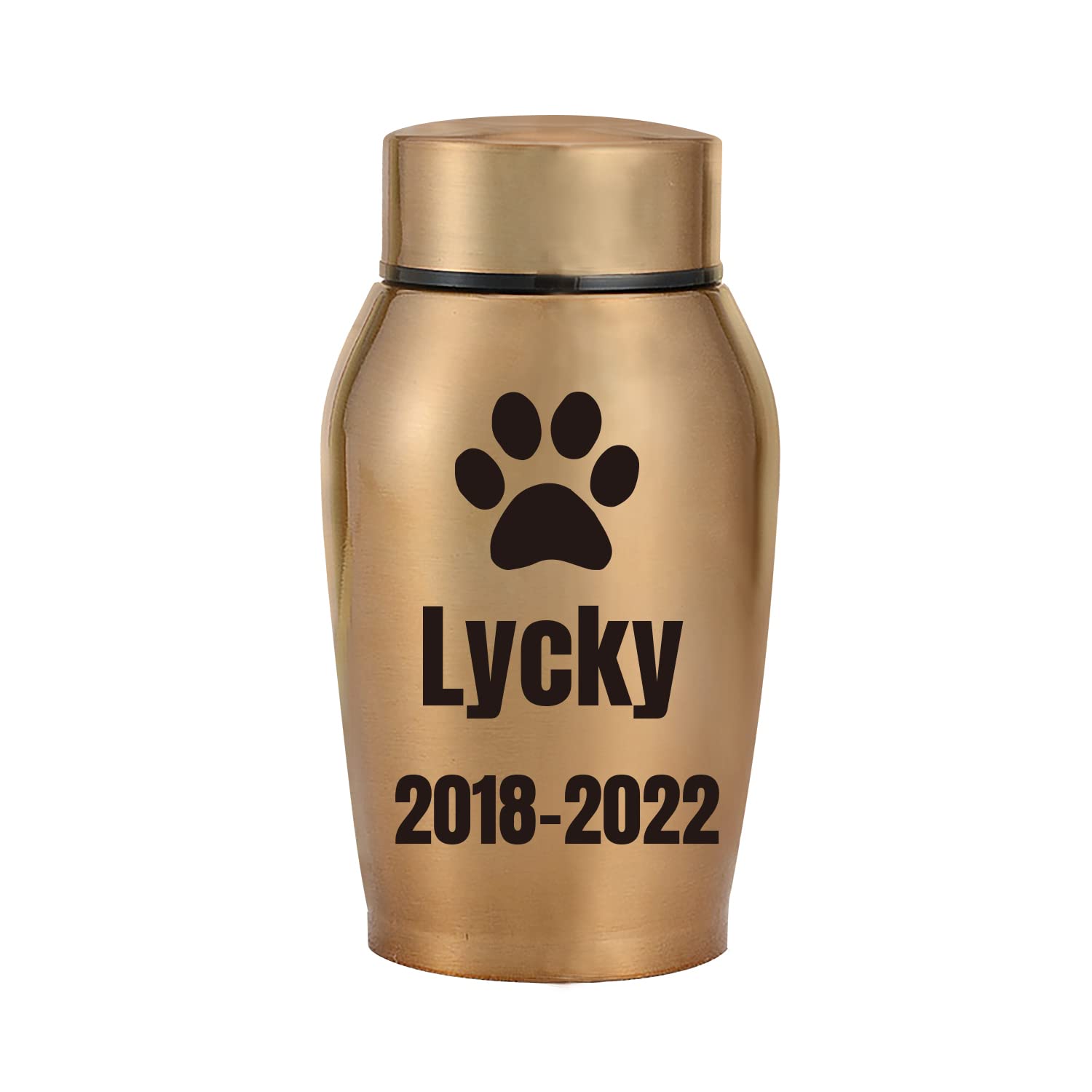 JMIPET Personalized Pet Urns for Dogs Ashes Pet Memorial Gifts Spiral Design Dog Cat Urn Custom Pet Dog and Cat Names Urn for Ashes High Airtight Waterproof… (L, Golden)
