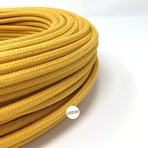 Cable eléctrico redondo revestido de tela amarillo mostaza Cover