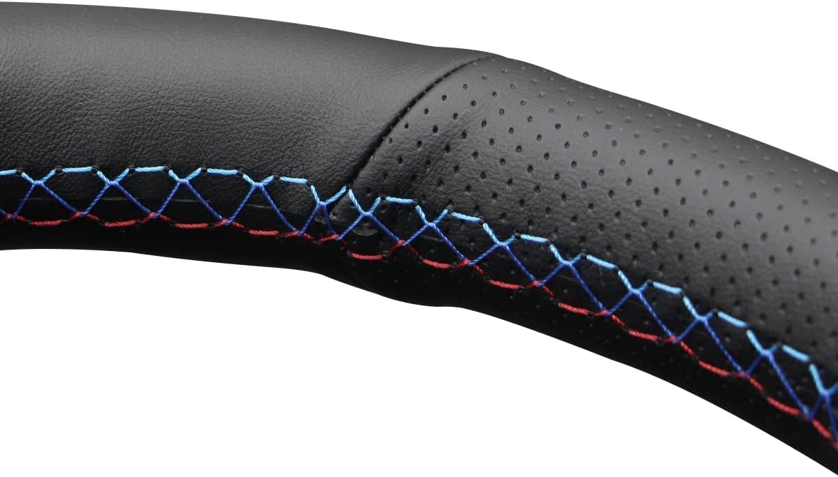 MEWANT Hand Stitched Artificial Leather Steering Wheel Cover for BMW M Sport F22 F23 F30 F34 F32 F33 F10 F07 F12 F13 F15