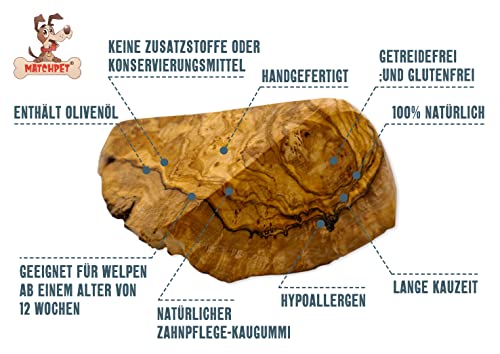 Matchpet Olivenholz Hund Kauwurzel für Hunde Large 2 Stück Kauholz für Hunde L Holzknochen als Hundespielzeug