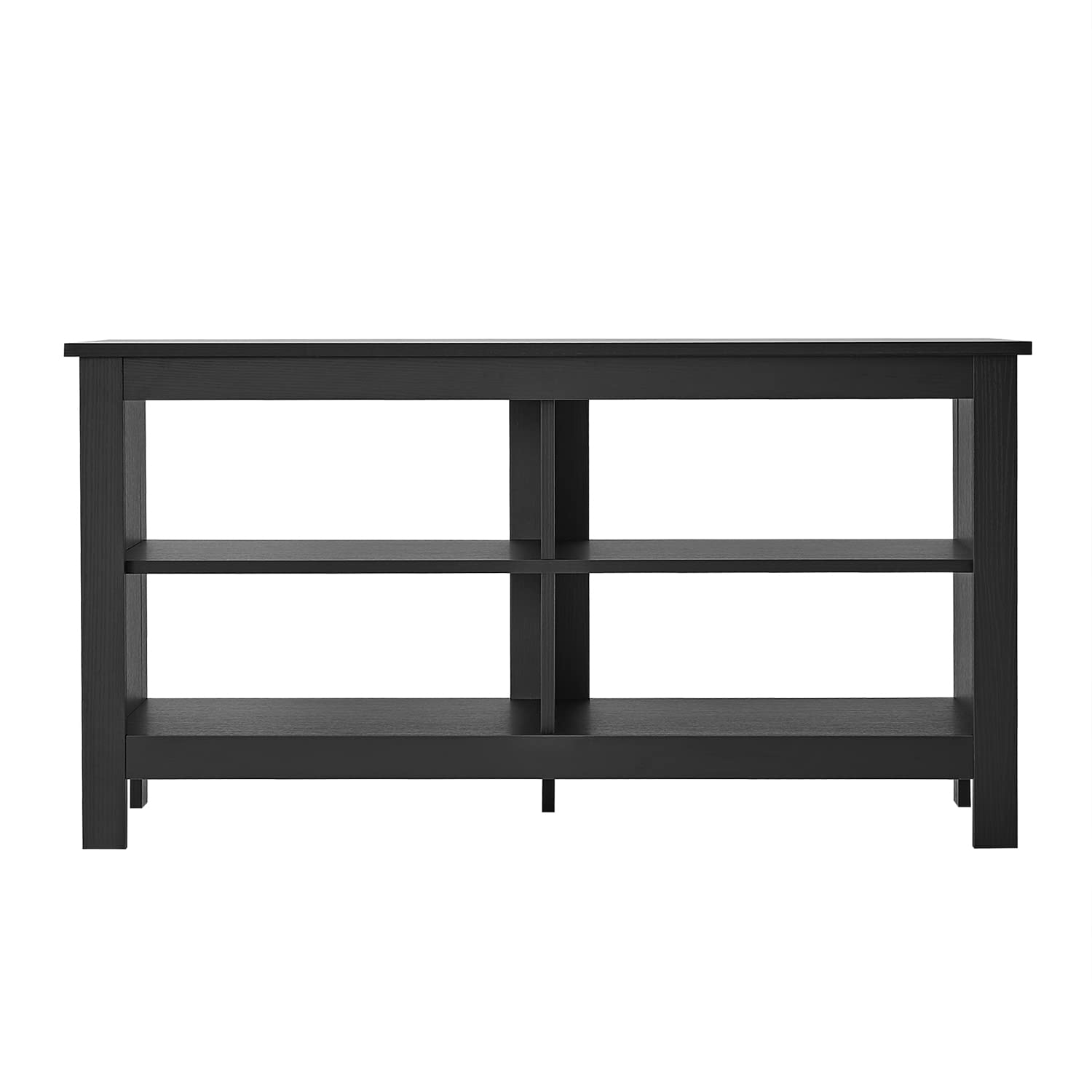 Panana TV Stand, Entertainment Center 4 Cubby Television Stands Media Console Table with 4 Open Shelves Farmhouse Black TV Console for TVs up to 50 Inches, 43" W x 13.8" x 22.8" H