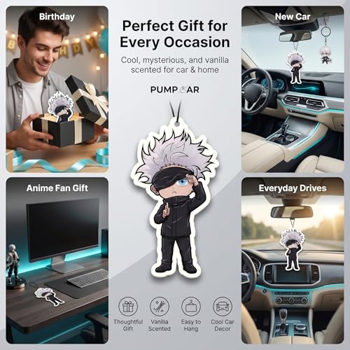 Image of PumpCar 2 pieces gojo eye double-sided hanging Japanese anime vanilla car air freshener Cool anime hanging air fresheners for rearview mirror Car Interior Accessories Household gifts