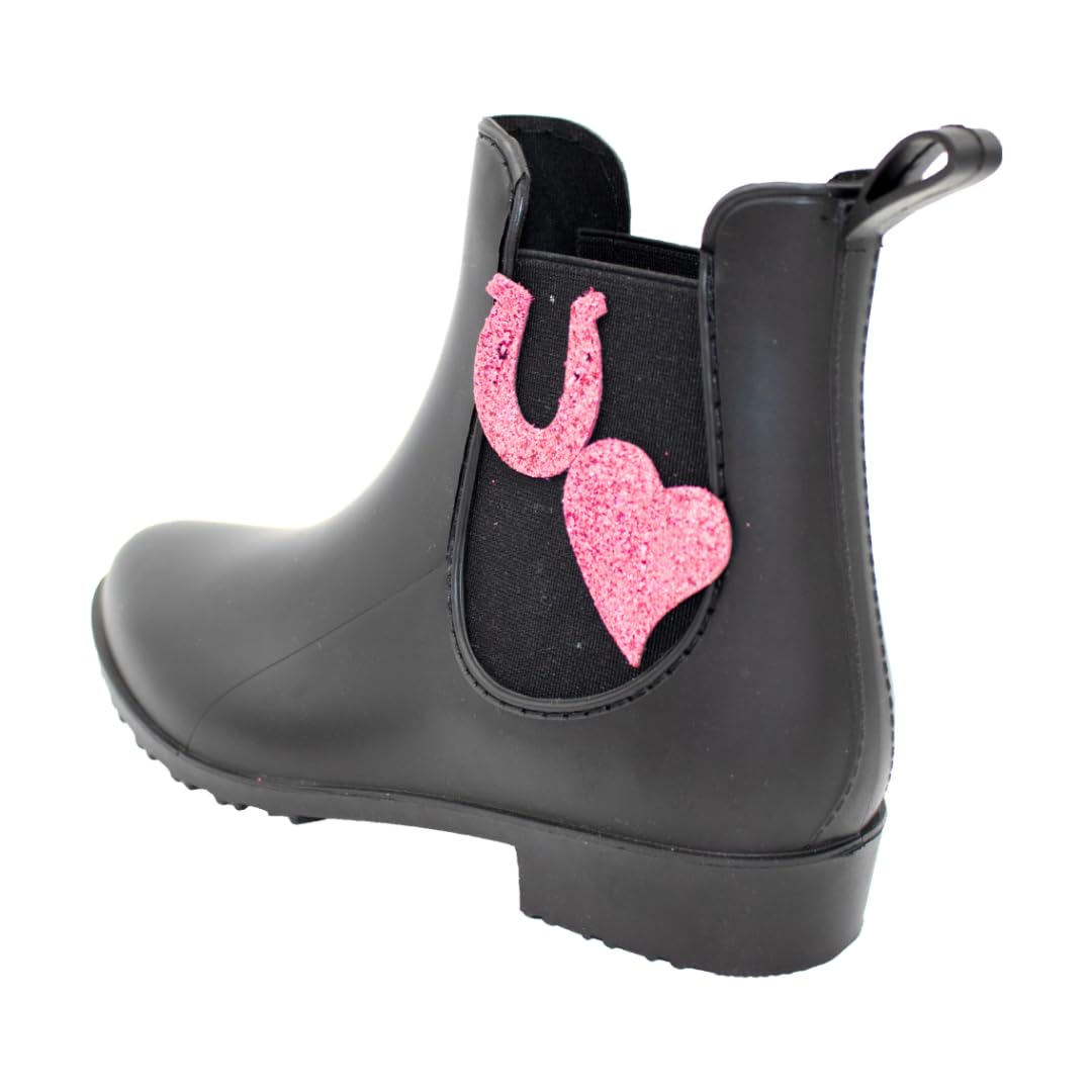 PFIFF 102663 Kinder Stiefelette „Lucky“, wasserdichte Gummistiefel, Schwarz, 30-35