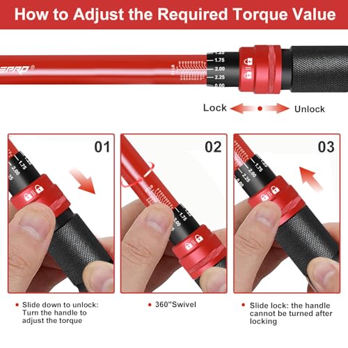 Image of ATsafepro 3 /8-Inch Drive Click Torque Wrench,Dual-Direction Adjustable,72-Tooth Dual Range Scales-5-50Ft-Lb /6.8-68Nm,Quick Release Ratchets