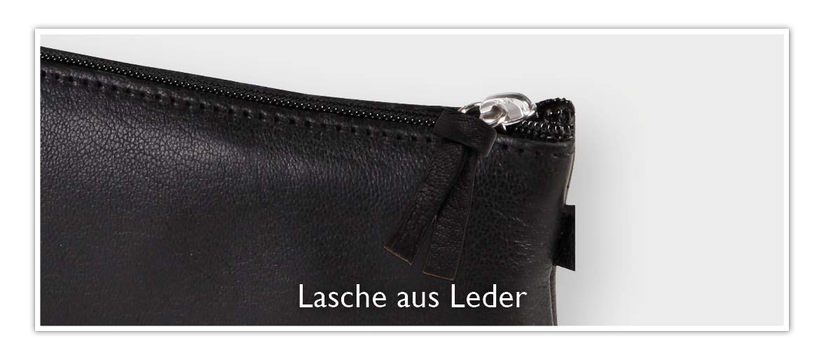 Clairefontaine - Ref 8298C - Cuir' glad lederen ronde etui - 22cm x 5,5cm, gemaakt van echt lamsvacht, metalen ritssluiting met lederen trekker