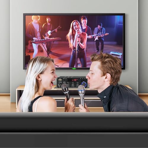 Image of 800W Amplifier Home Audio, Bluetooth 5.0, RMS 40Wx2, 2 Channel Amplifier with USB SD BT.C FM AUX for Home Theater Karaoke, Garage, Backyard, Theater, Outdoor, Poolside