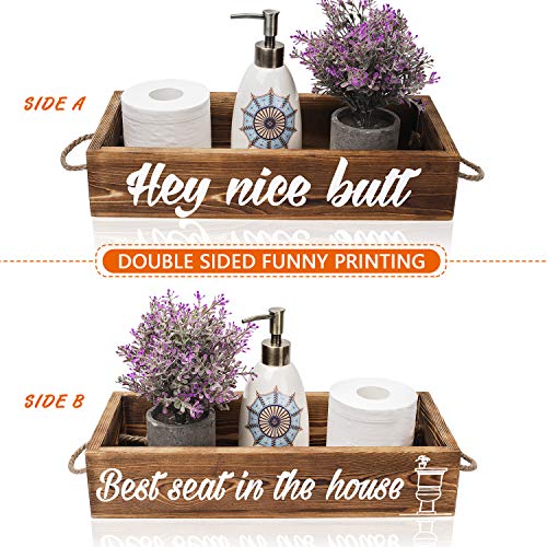 Hey Nice Butt Bathroom Decor Box Rustic Toilet Paper Holder Wooden Toilet Storage Box Funny Farmhouse Decor Bathroom Decorations Brown