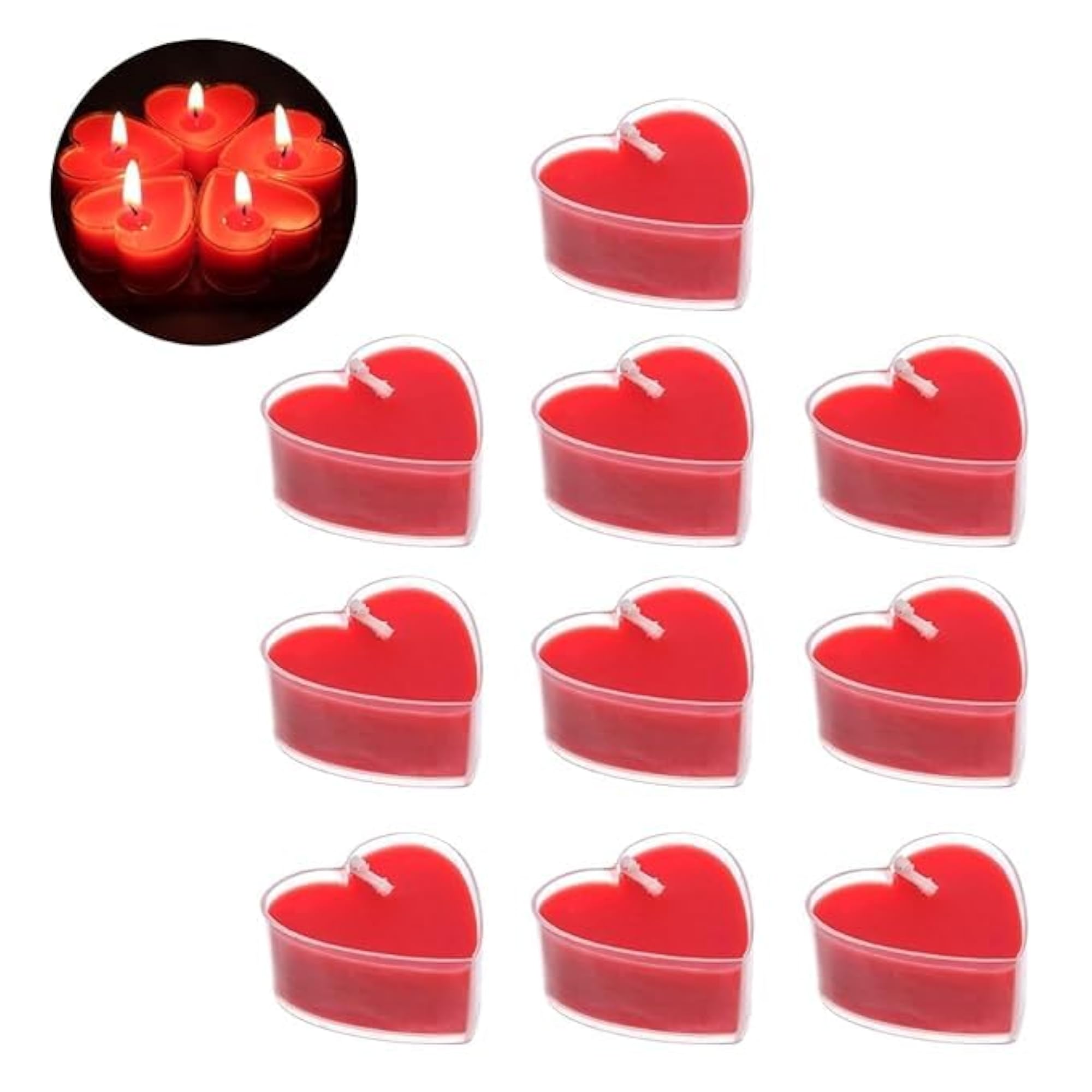 Heart Shape Tin Candles, 10 pcs Perfect for Proposals and Anniversaries