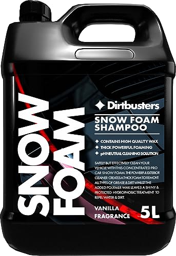 Dirtbusters Snow Foam Car Shampoo And Wax, Powerful Thick Foam Pre Wash Car Cleaner, Non Caustic & Safe Suitable For Cleaning All Vehicle Exteriors, Vanilla (5L)