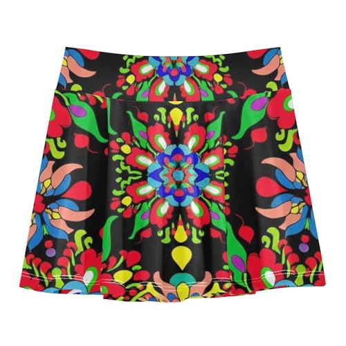 Athletic Shorts for Girls Skorts Colorful Traditional Folk Art Poland Tennis Skirts Kids Cool Pink Cheer Skirt 3t