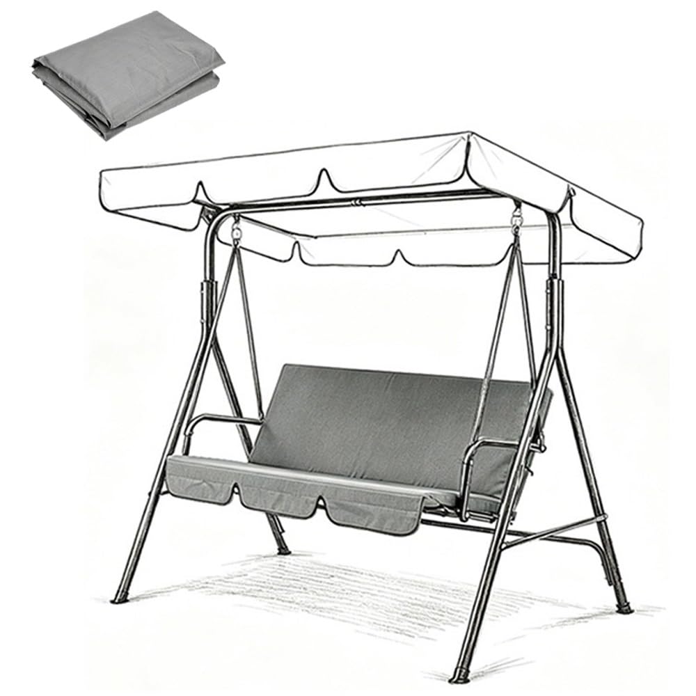 MACAGGTNTU Replacement Swing Seat Cover 210D Oxford Cloth Bench Swing Cushion Covers Outdoor Swing Cover Replacement For Patio Courtyard Garden 150x50x10cm(Grey,130x45x8cm/51x18x3in)