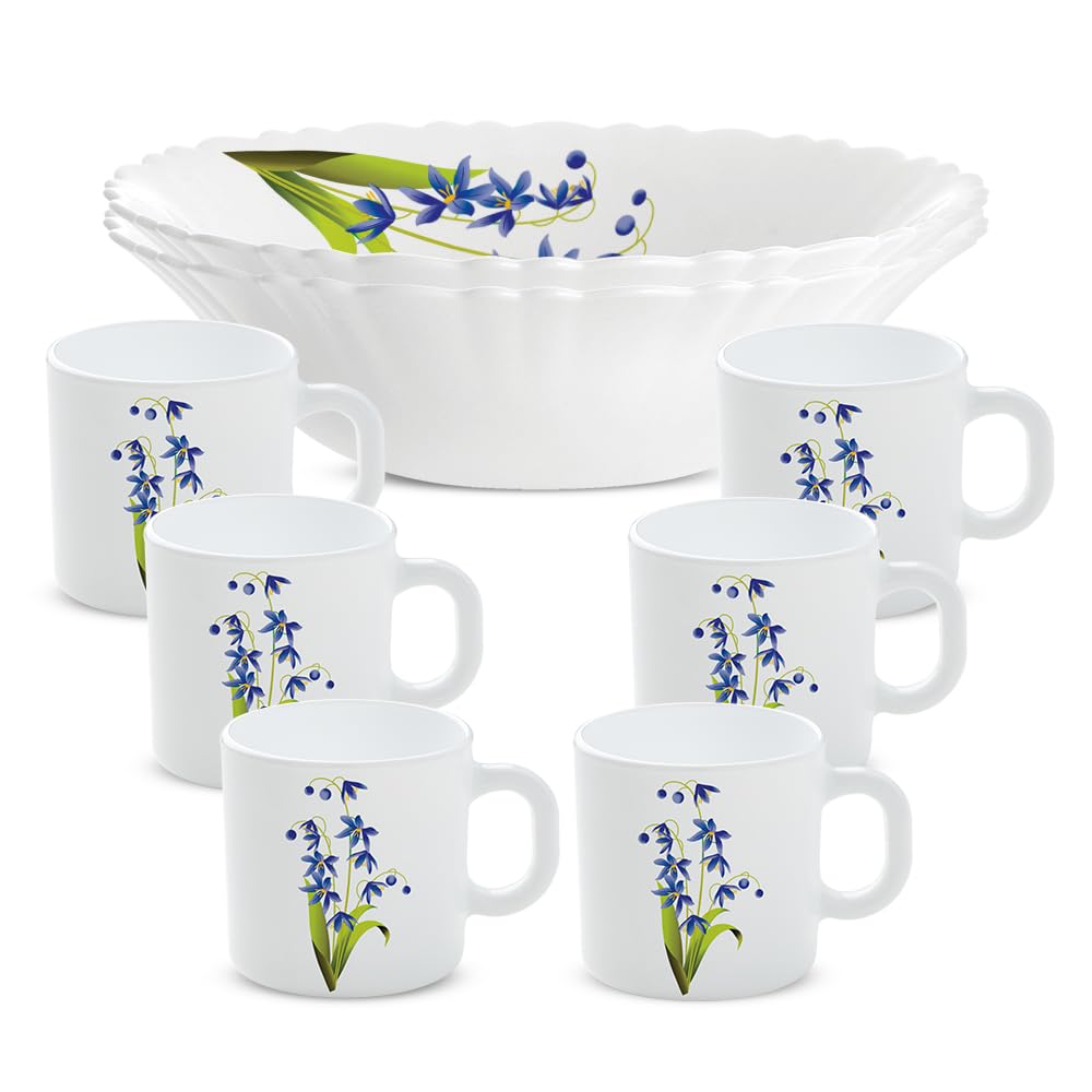 Larah by Borosil 8pc Lavender Opalware Snack Set | 6pc Mug (180 ml Each) & 2pc Bowl    (500ml Each) Combo | Microwave & Dishwasher Safe, Bone-Ash Free | Crockery Set Ideal for Daily Use & Gifting - Image 8 thumbnail