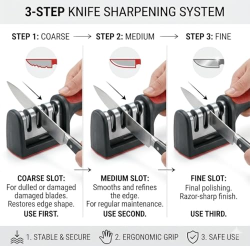 Image of Magnificent Manual Knife Sharpener Tool with 4 Stage Sharpening System | If The Box Does not Matches as in Main Image Please Return the Item, Beacuse its Fake, its D&M FunVerse Printed on All Boxes