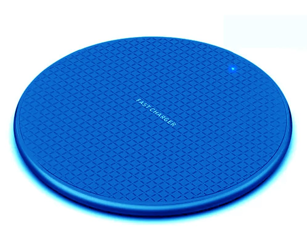SAM Wireless Charger | 10W Wireless Fast Charging Pad Compatible with i-Phone 14/13/12/11/XS/X/8 -pods & Other Qi Devices, (Blue)
