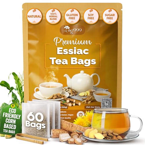 Image of TOG Premium 60 Essiac Tea Bags - Rene's and Ojibwe - Original 4-Herb Formula Since 1922, 100% Natural & Pure, Caffeine-Free, No Additives or Preservatives, Non-GMO, Plant-Based & Vegan