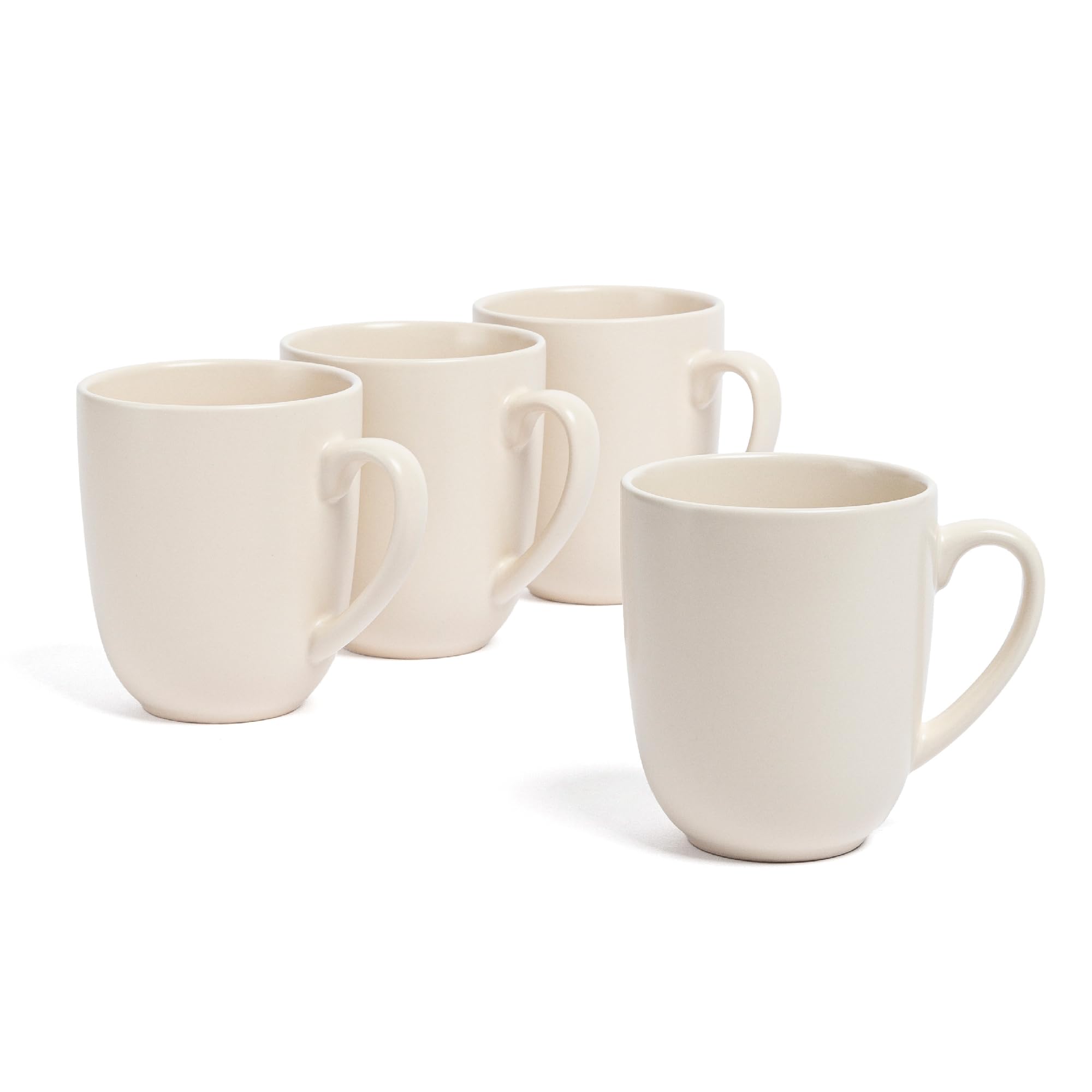 over&back Coupe Stoneware Coffee Mugs - 4-Piece Mug Set - Enjoy the Perfect Cup of Coffee, Tea, Latte, and More - Semi-Matte Ivory - 15 Oz
