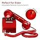 Sangyn Retro Wandtelefon mit Metallklingel – Vintage Telefon schnurgebunden, analog, mit Lautstärkeregler – Ideal für Zuhause, Küche, Hotel, Büro, Rot