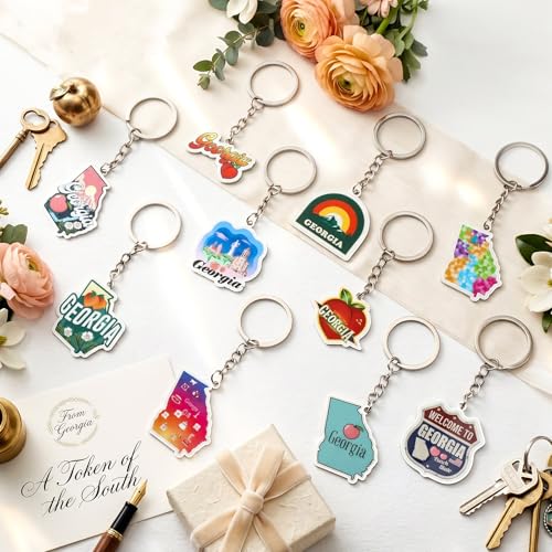 Image of Sureio 25 Pcs USA Souvenir Keychain Gifts Bulk Men California Los Angeles Texas Florida Chicago Silver Metal American Keyring