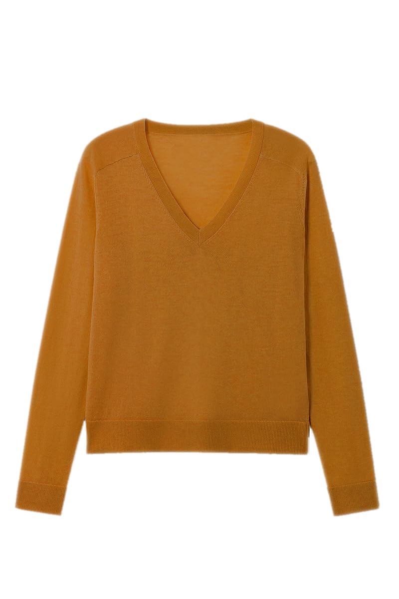 Suéter de lana merina para mujer, casual, ligero, cuello en V, manga raglán, suéter de punto holgado