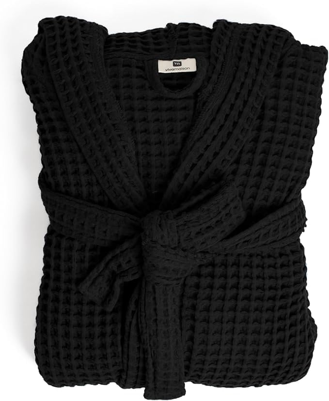 Viva Maison 100% Turkish Cotton Men's Waffle Robe with Hooded, Premium Soft Cozy Housecoat or Quick-Dry Bathrobe for Mens