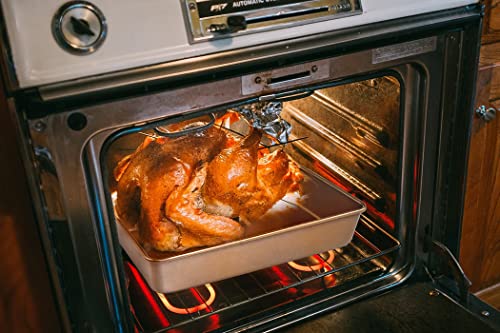 Bakeware Nonstick Carbon Steel Roaster with Flat Rack and V-Rack, 0.8MM Thickness Textured Base, Champagne Gold - Image 6