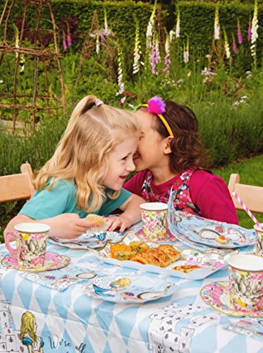 Talking Tables Blue Alice in Wonderland Paper Table Cover | Disposable Tablecloth, Home Recyclable | Supplies for Mad Hatter Tea Party, Birthday, Mother's Day, Baby Shower, BLUE,180 x 120 cm