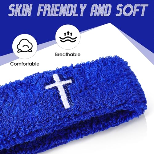 Image of Soulchen 4 pcs Cross Bicep Bands Wrist Bands Christian Arm Sweat Wristbands Absorbent Armband for Men Women Football Baseball Players Sports Activities Supplies