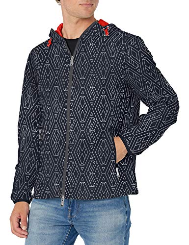 A|X Armani Exchange Men's Logo Printed Armani Activewear Jacket, Navy Geometric, S