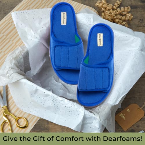 Image of Dearfoams Men's Adjustable Indoor /Outdoor Memory Foam Machine Washable Summer Slide Slipper
