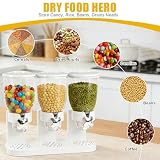 YuLiMirich Cereal Dozownik 2 l, potrójny rozdzielacz do musli, na blat roboczy, zestaw 3 hermetycznych pojemników na musli, ryż, ziarna, słodycze, ziarna kawy