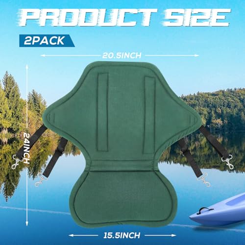 Image of Lewtemi 2 /4 Pack Padded Kayak Seat Fishing Boat Seat with Storage Bag 8 Fixed D Rings Screws Detachable Paddle Board Canoe Chair with Adjustable Back Strap for Summer Canoe Universal Sit
