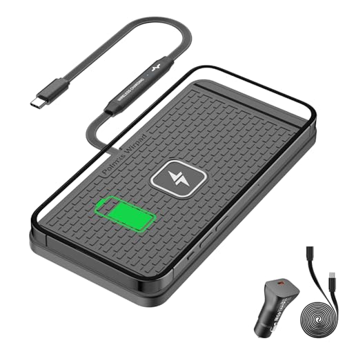 25W Kabelloses Auto Ladegerät, Polmxs Wireless Charging Pad Auto mit Anti-Rutsch Ladematte 45W KFZ Ladegerät & USB-C Verlängerungskabel Kompatibel mit iPhone 17 16 15 14, Samsung Galaxy, Google Pixel