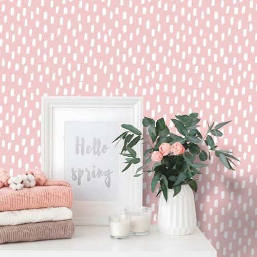 HAOKHOME Pink Boho Dots Wallpaper