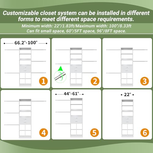 Adjustable Closet Organizer Tower with Drawers and Rods - Image 6