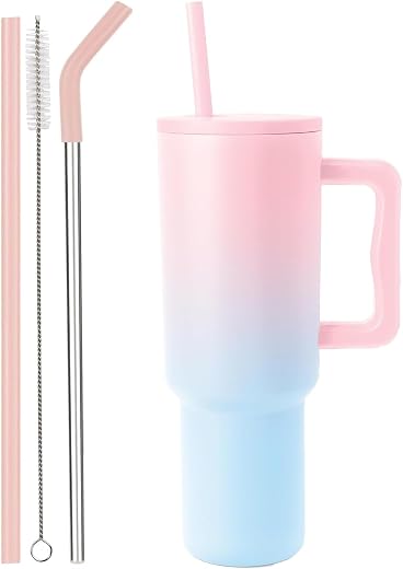 Vasukie 1200 ML Stainless Steel Tumbler with Handle and Lid,2 Straw | 100% Leakproof Travel Mug Water Cup for Gym, Office...