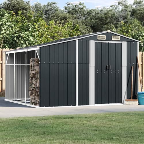 Emmtore Gerätehaus,Gartenhaus mit Schrägdach Griffe,Gartenschuppen Schuppen mit Stauraum, Geräteschuppen Metallschuppen,Verzinkter Stahl,Anthrazit,277 x 279 x 179 cm Emmtore Gerätehaus,Gartenhaus mit Schrägdach Griffe,Gartenschuppen Schuppen mit Stauraum, Geräteschuppen Metallschuppen,Verzinkter Stahl,Anthrazit,277 x 279 x 179 cm