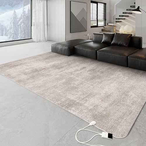 NujorWarm Graphen Elektrischer Heizteppich Weicher Plüsch Beheizbare Teppich Beheizter Fußmatte für Büro Raumheizung Bodenheizung Matte mit Timer Schnelle Heizung Heated Rug 220V 195 * 290cm WS
