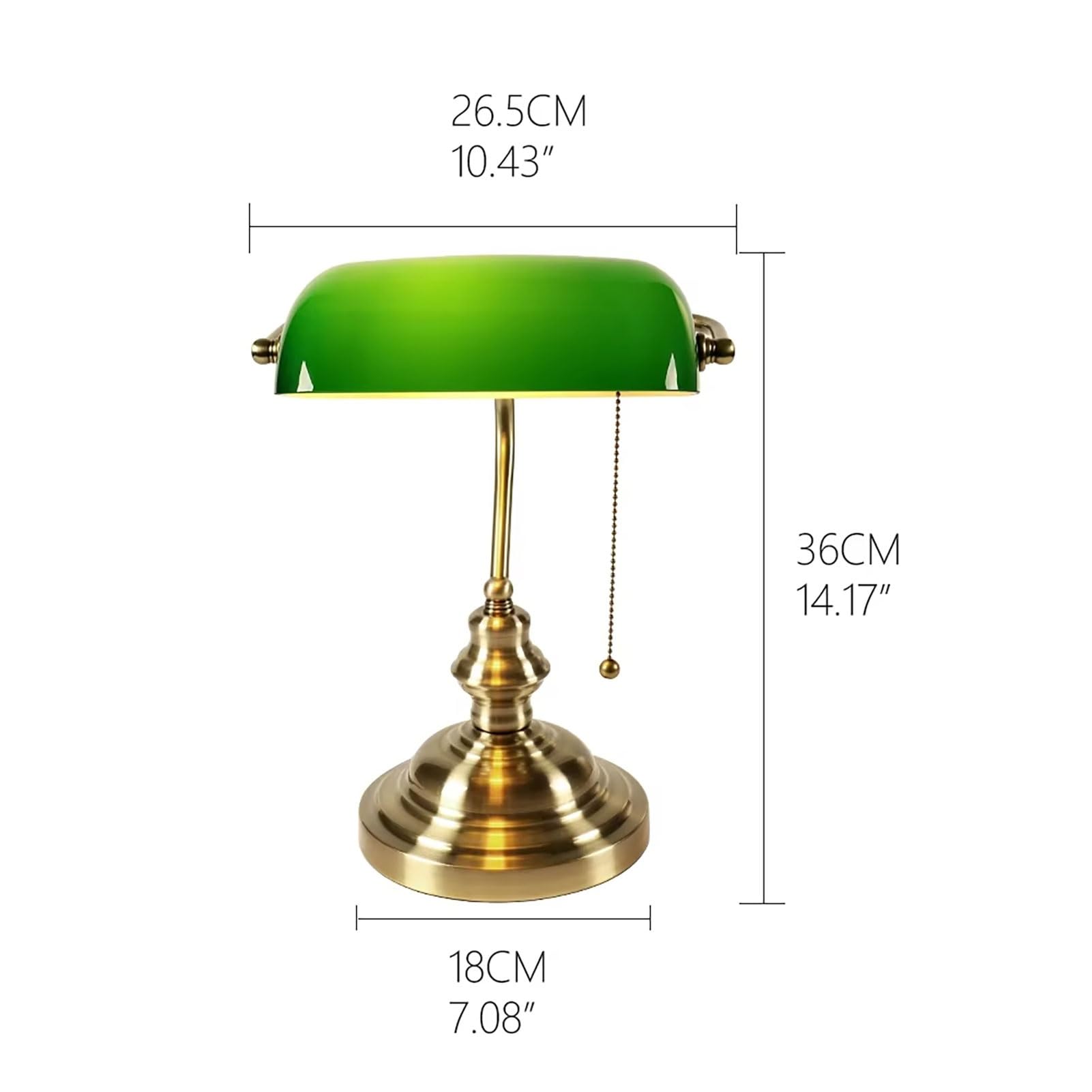 Lampada Banchieri, Lampada Da Scrivania In Vetro Verde Con Interruttore A Catena, Lampada Da Biblioteca Vintage Con Base In Ottone Per Ufficio Domestico, Sala Studio, Pianoforte(Blue)