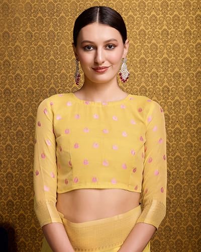 Image of SWORNOF Womens Linen Silk Saree | Saree for Women With Unstitched Blouse | Saree with Blouse Piece | Soft and Skin Friendly
