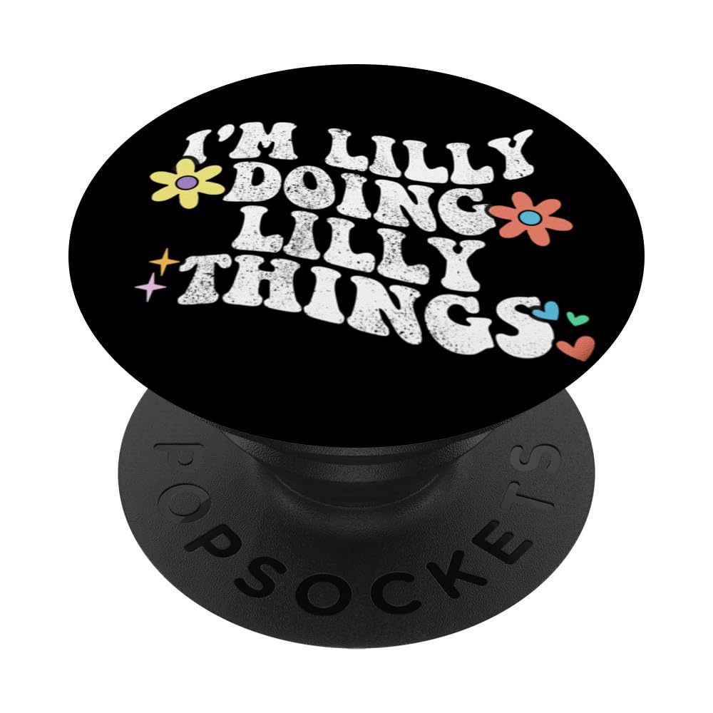 Retro Groovy Im LILLY Doing LILLY Things Funny Mother's Day PopSockets Swappable PopGrip