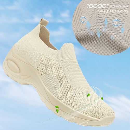 Womens Slip on Walking Shoes Comfortable Mesh Sock Sneakers with Arch Support Platform Wedge Casual Running Jogging Shoe for Plantar Fasciitis2