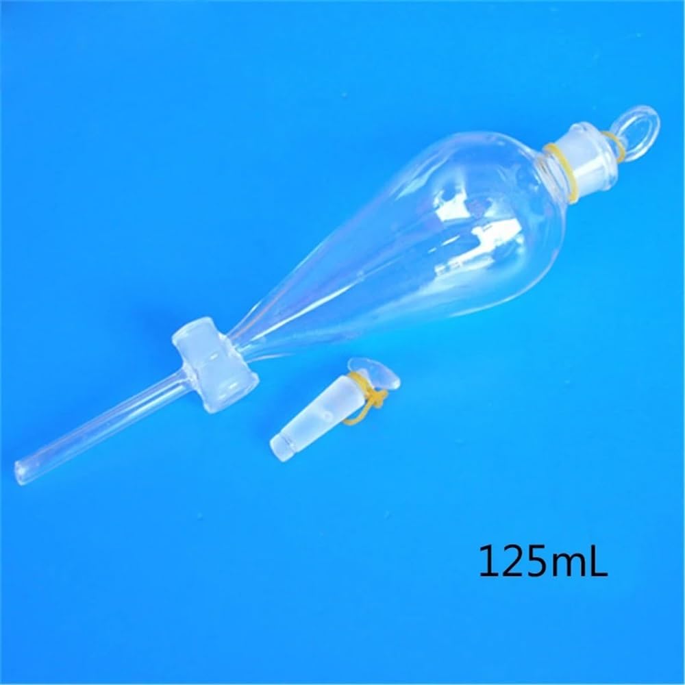 Equipos y suministros de laboratorio Embudo de separación vidrio 125 ml con tapón y grifo rosca, paquete 2 unidades. Material for laboratorio