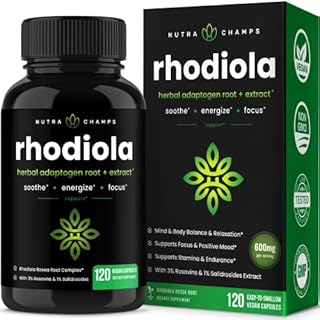 NutraChamps Rhodiola Rosea Capsules [120] Rosavin Plus Salidrosides | Rhodiola Rosea Extract Supplement | 300mg Vegan Pills | Rhodiola for Energy, Stress Relief, Mood Support and Focus